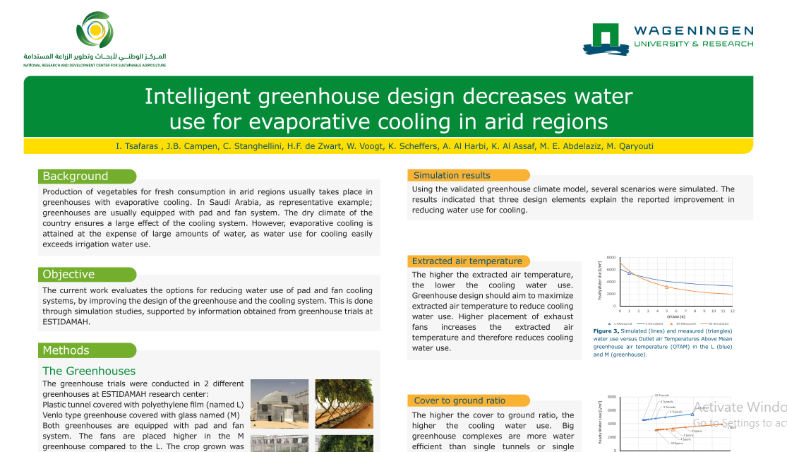 Intelligent greenhouse design decreases water use for evaporative cooling in arid regions