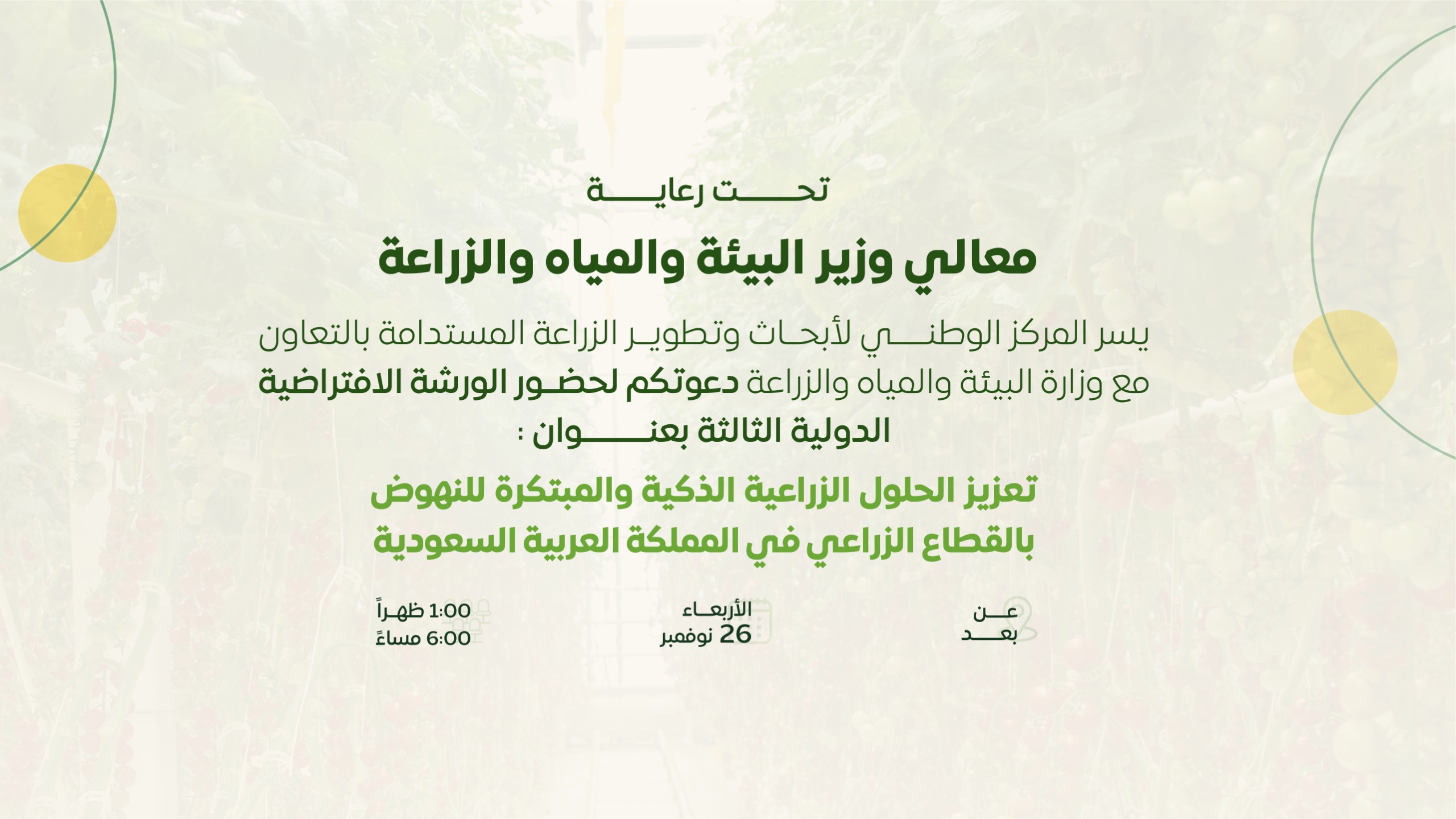 "استدامة" ينظم الورشة الافتراضية الدولية الثالثة لتعزيز الحلول الزراعية الذكية والمبتكرة