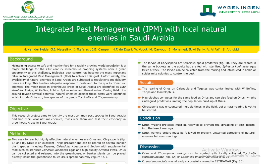 Integrated Pest Management (IPM) with local natural enemies in Saudi Arabia